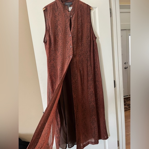 Lane Bryant Designs & Co. Light Brown Patterned Maxi Length Dress Size 24W - Picture 4 of 13